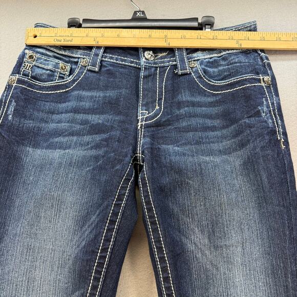 Miss Me Jeans Women's 28x31 (6) Dark Blue Skinny Fleur de Lis Blingy Western - Picture 10 of 14